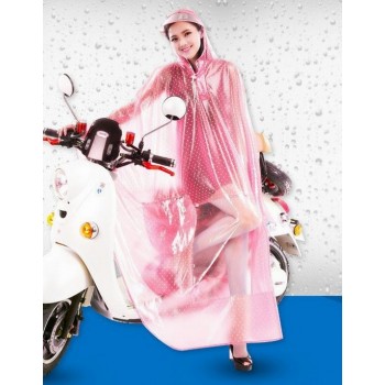 PVC - Poncho für Motorrad Mofa Motorroller Fahrrad KY0013pink Pink transparent weiße Punkte